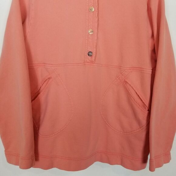 CMC by Color Me Cotton Women Hoodie Pullover Sz XL Peach Button Neck Boho USA - Picture 3 of 8